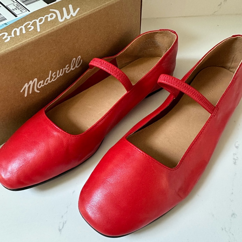 Madewell the Greta ballet flat shoes size 7.5 red leather